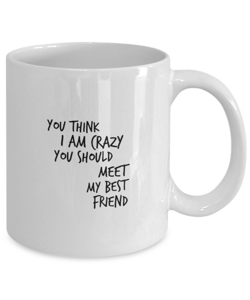 You Think I am Crazy You Should Meet my Best Friend 11 oz. mug